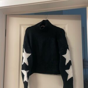 Lou & Grey Black Sweater with White Star Sleeves